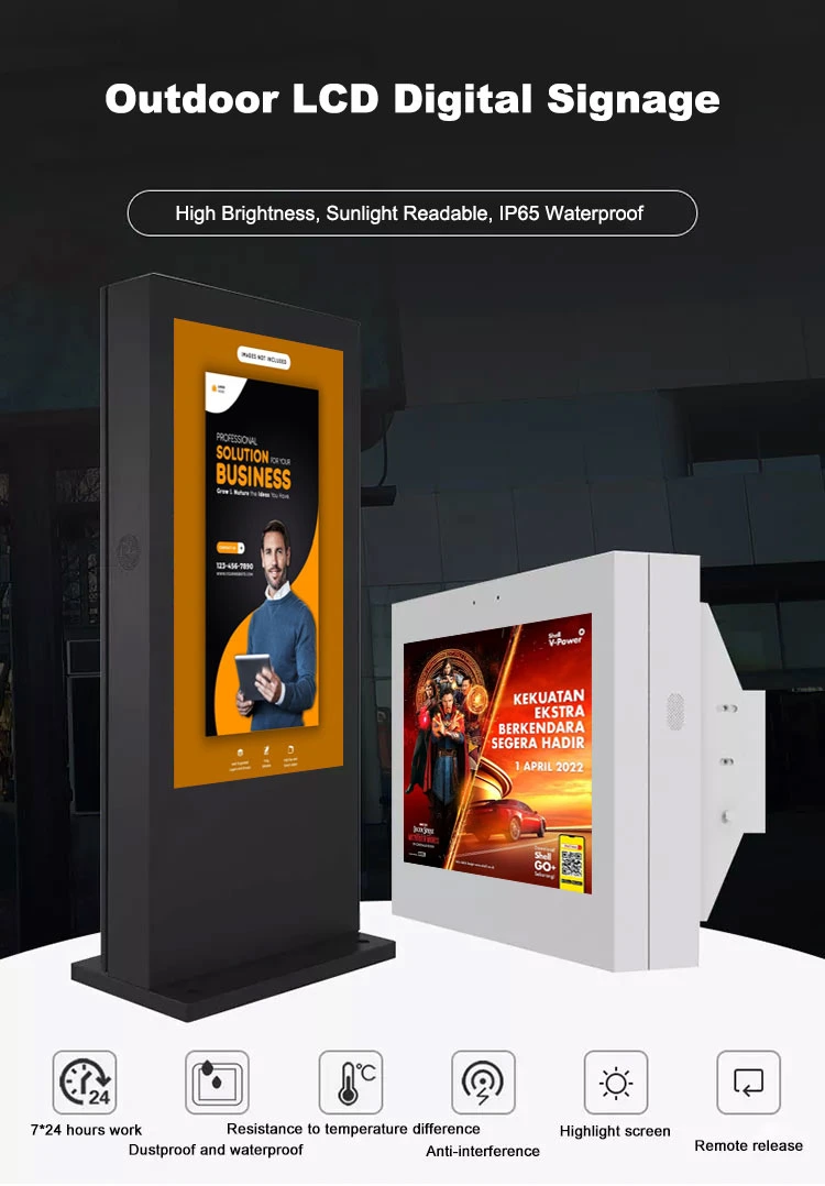 55 65 Inch High Brightness Outdoor Android Advertising Kiosk Totem Stand Floor Waterproof Touch LCD Outdoor Digital Signage