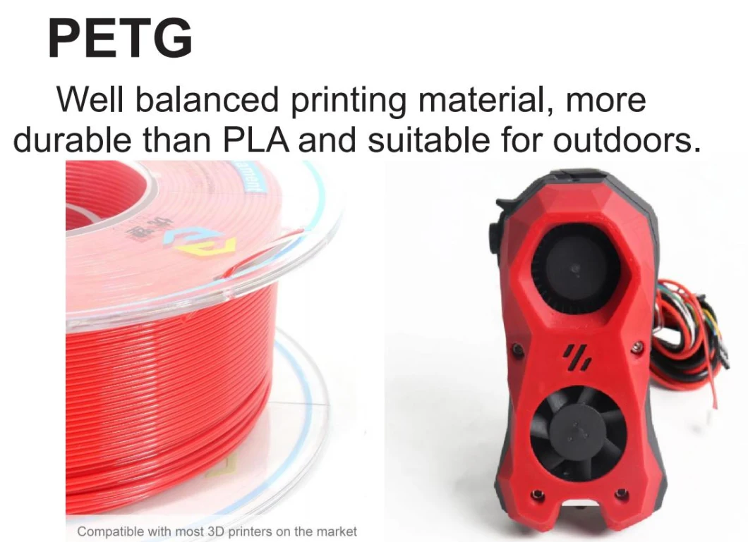 High Quality USA Imported Raw Materials 3D Printers PETG Filament Water Resistant 3D Printing Material Specially for Outdoors 3D Printers Black Filaments 1kg