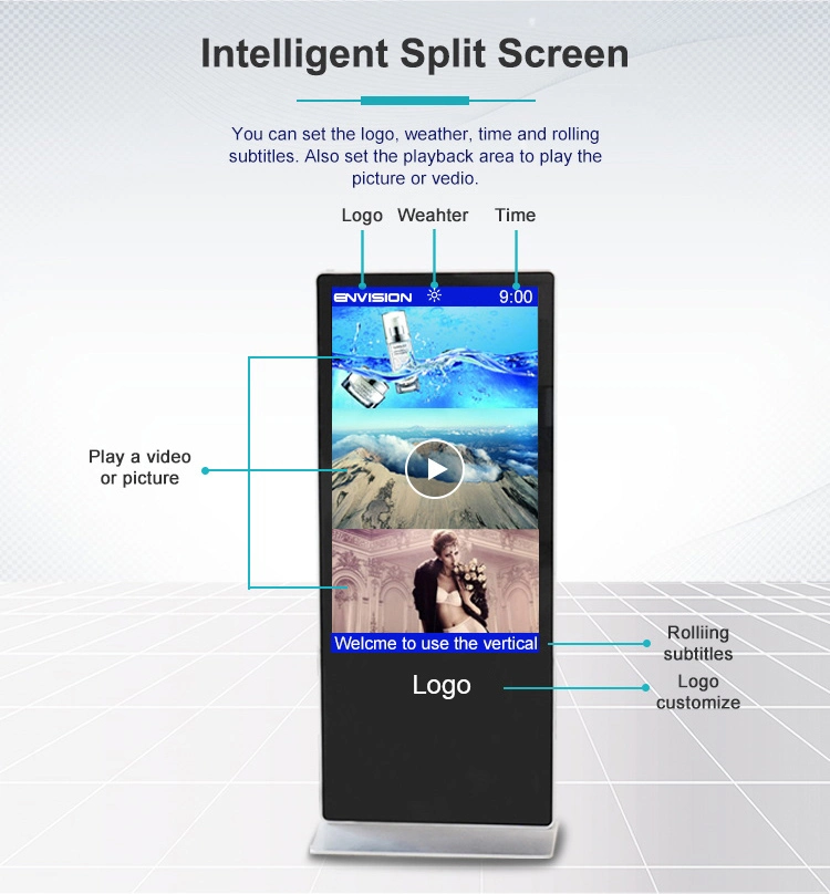 Android Free Floor Standing Infrared Touch LCD Display Indoor Digital Signage for Hotel