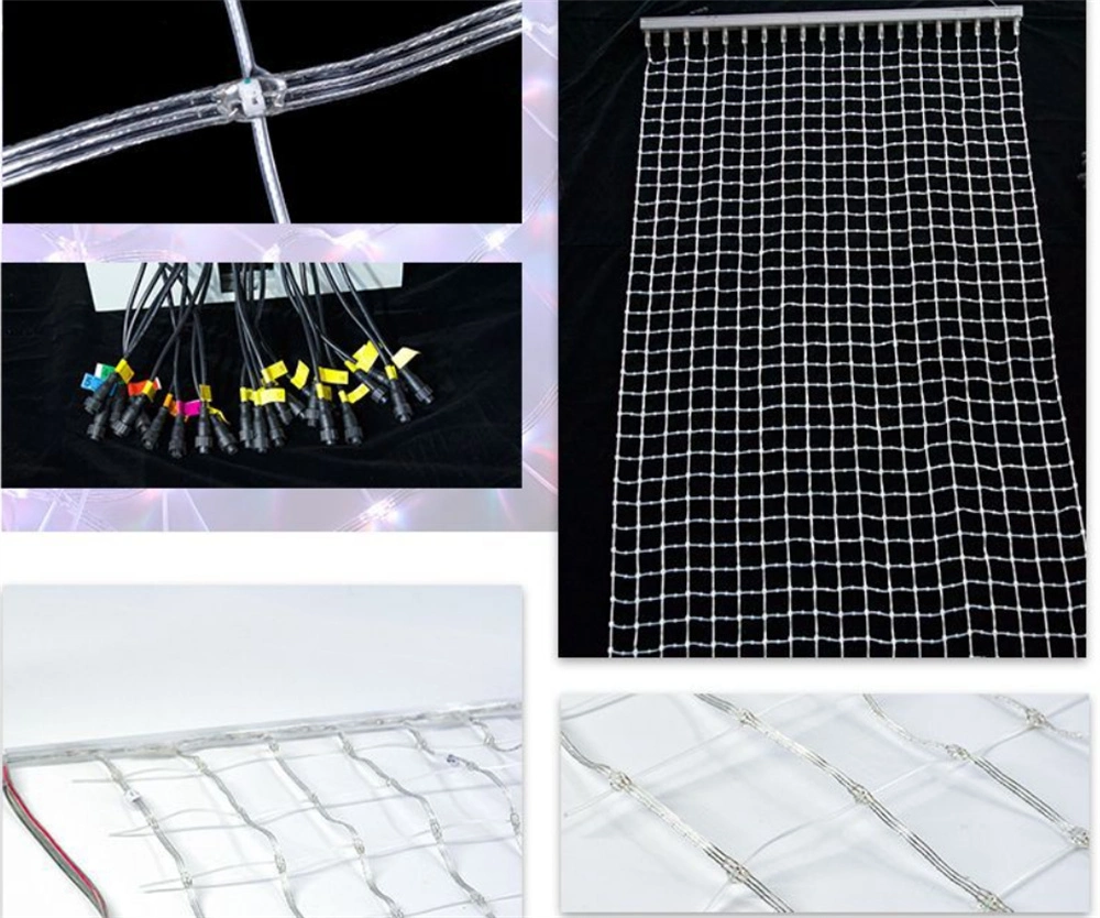 Flexible Transparent LED Curtain Mesh Pixel Strip Light Wall Background Screen for Wedding Navidad Christmas Festival Holiday Ramadan Decoration Garden Party