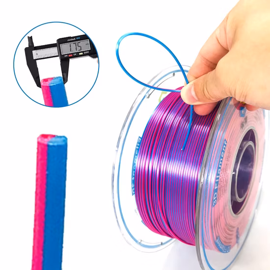 Neue zweifarbige glänzende rot-blaue Seiden-PLA-Filamente für Kinder, 3D-Zeichnungsstifte, Filamente für 3D-Drucker, 1,75 mm, 3D-Drucker-Filamente, 1 kg
