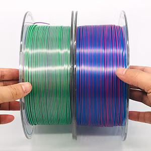 Neue 3D-Drucker, zweifarbig, glänzend, rot-blau, Seide, PLA-Filamente, Kinder, 3D-Zeichenstifte, Filamente, 3D-Druckmaterialien, 1,75 mm, 3D-Drucker, PLA-Filamente, 1000 g